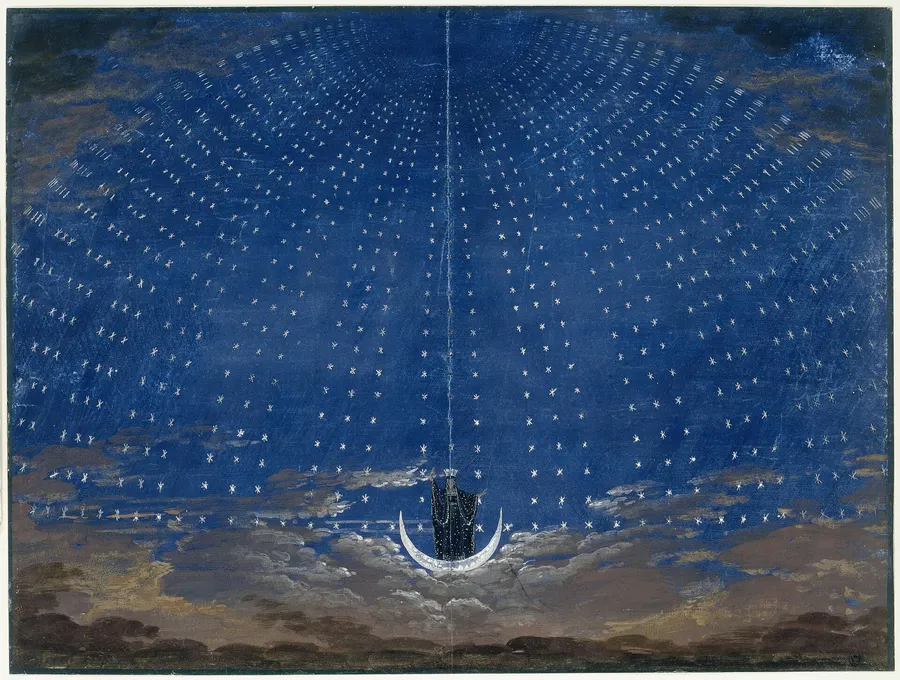 Karl Friedrich Schinkel's design for the Queen of the Night's entrance, made for a Berlin production around 1815.