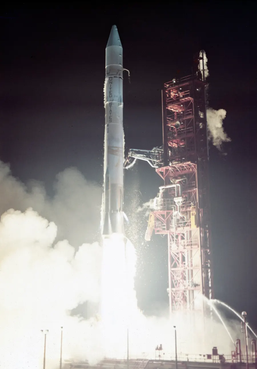 The Atlas-Centaur rocket carrying Mariner 10 lifts off from Cape Canaveral, November 1973.
