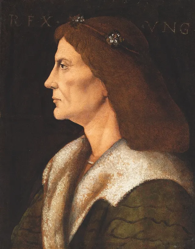 King Matthias Corvinus of Hungary in profile, a portrait attributed to Andrea Mantegna.