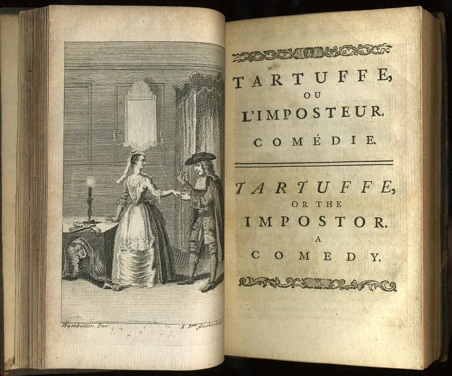 Frontispiece of a 1739 English edition of Molière's Tartuffe