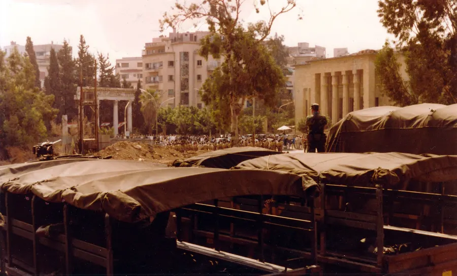 Beirut on the day of Amine Gemayel's inauguration as president in 1982