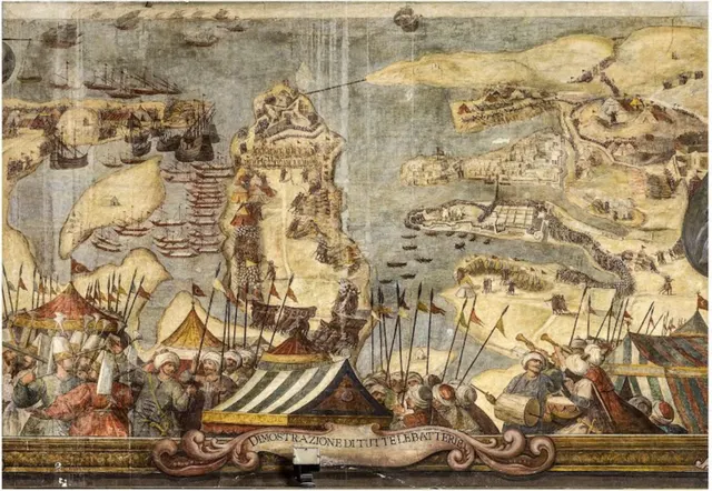 A fresco of the Great Siege of Malta by Matteo Perez d'Aleccio