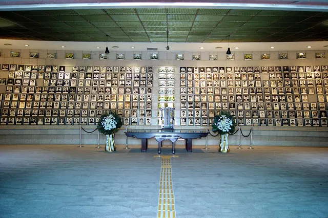 A memorial hall at the May 18th National Cemetery in Gwangju