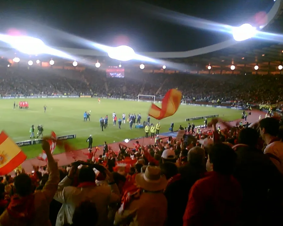 Hampden Park in Glasgow, the stadium where the 1960 final was played, seen during the 2007 UEFA Cup final