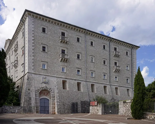 The rebuilt Abbey of Monte Cassino on its hilltop in central Italy
