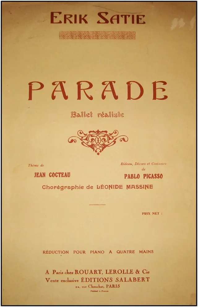 The cover of Erik Satie's published score for Parade