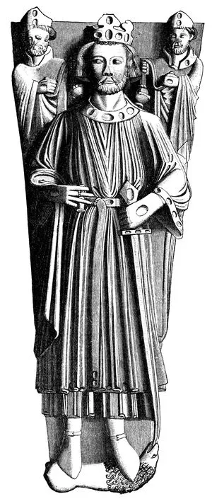 The effigy of King John on his tomb in Worcester Cathedral, from an early 20th-century history book