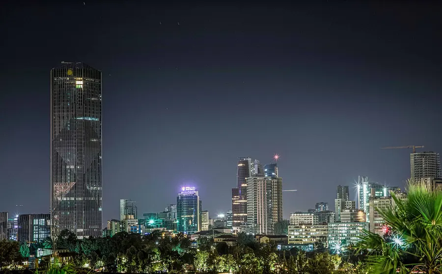 Addis Ababa, the capital of Ethiopia, at night today