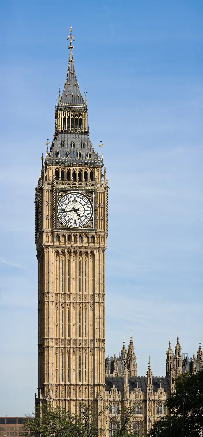 The clock tower of the Palace of Westminster, now called the Elizabeth Tower, home of the Great Clock and Big Ben