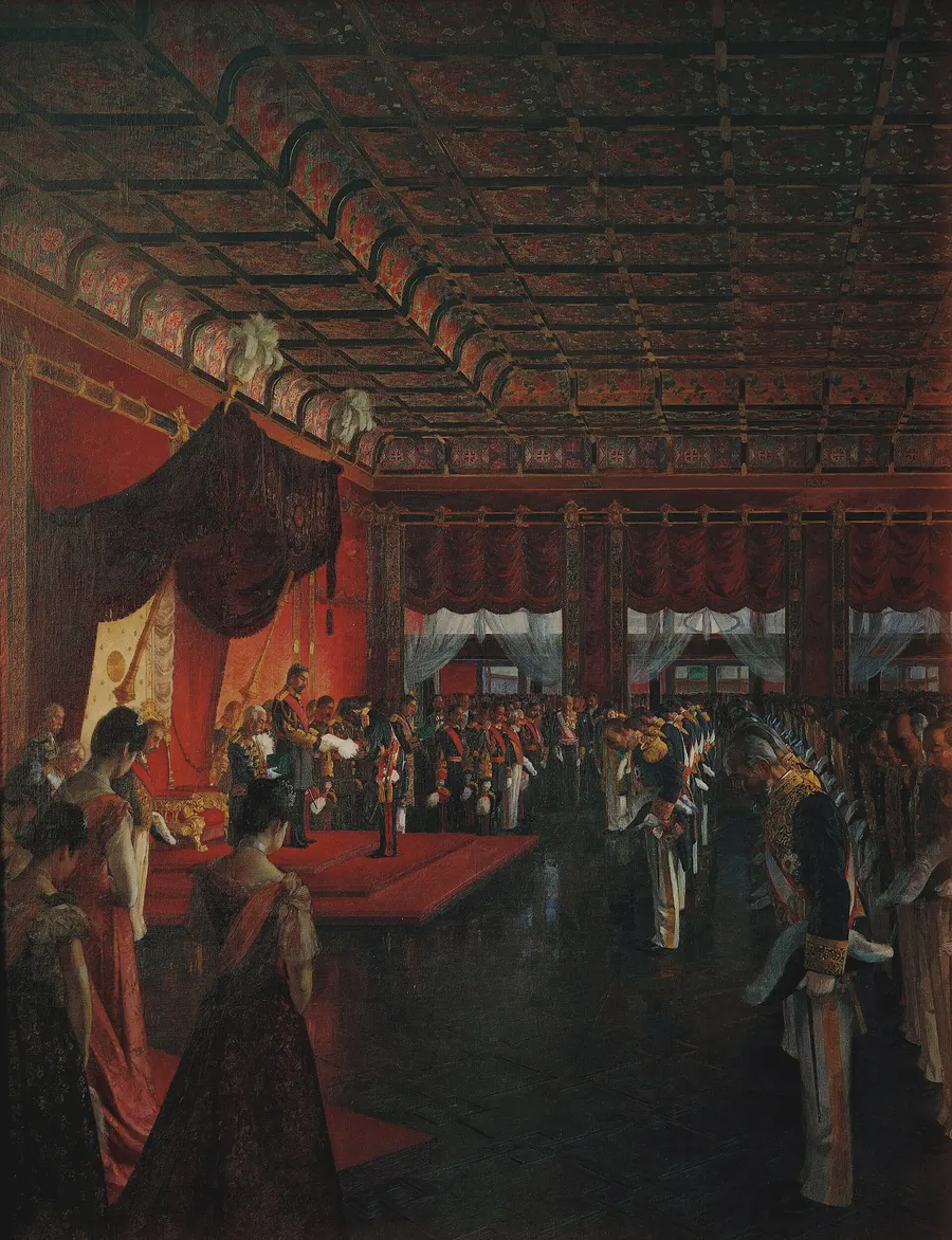 Ceremony for the Promulgation of the Constitution, a painting by Wada Eisaku.