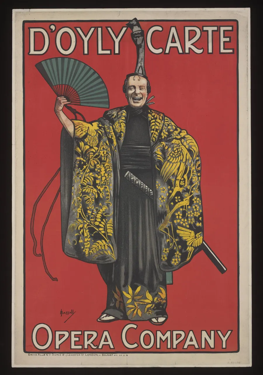 A poster by John Hassall for the D'Oyly Carte Opera Company's production of The Mikado, about 1897.
