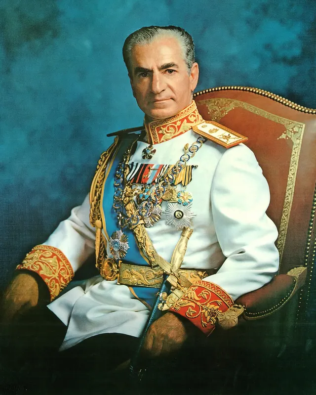 An official portrait of Mohammad Reza Pahlavi, Shah of Iran, 1973.