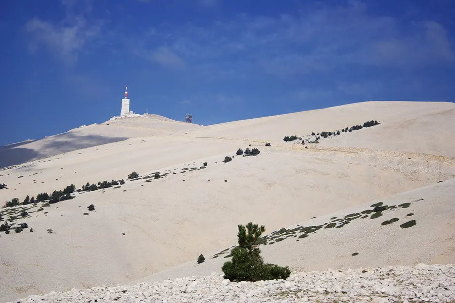 The bare limestone summit of Mont Ventoux in Provence.