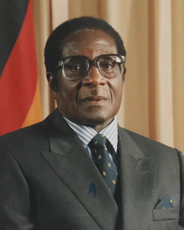 Robert Mugabe's official portrait as president of Zimbabwe.