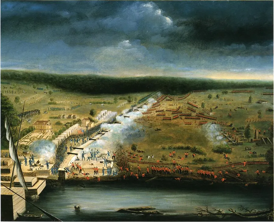 The Battle of New Orleans at Chalmette, painted by Jean-Hyacinthe Laclotte.