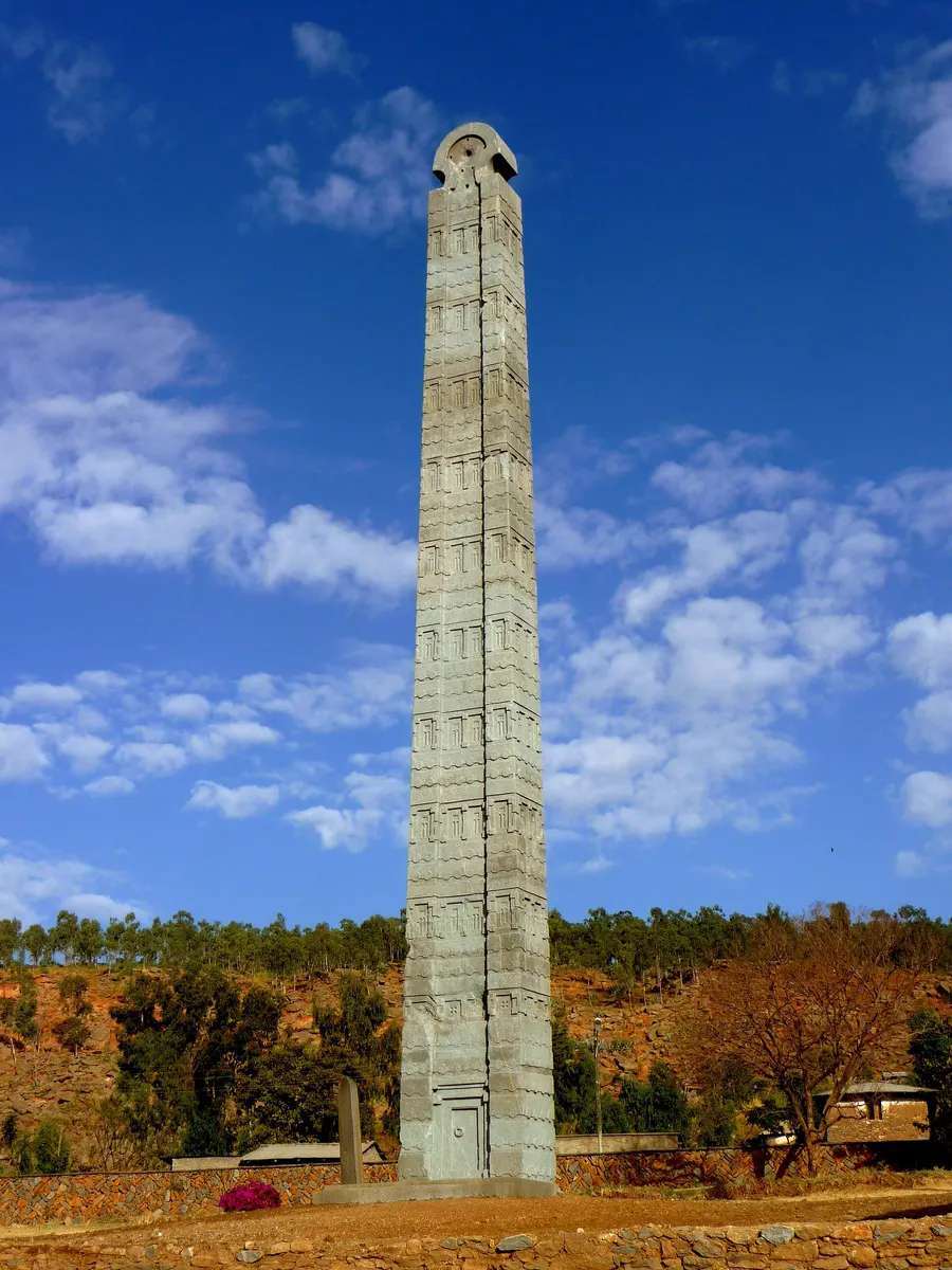 The Obelisk of Aksum standing again at Aksum, in Ethiopia's Tigray region.