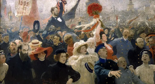 Ilya Repin's painting 17 October 1905, of crowds celebrating the manifesto.
