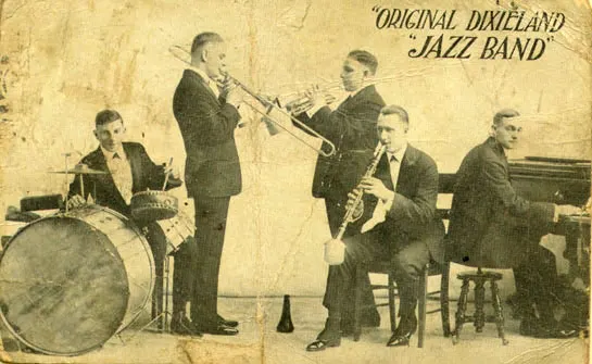 The Original Dixieland Jazz Band on a promotional postcard of about 1918.