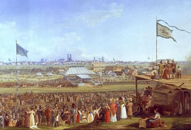 Heinrich Adam's painting of the horse race at the Munich Oktoberfest, about 1823.