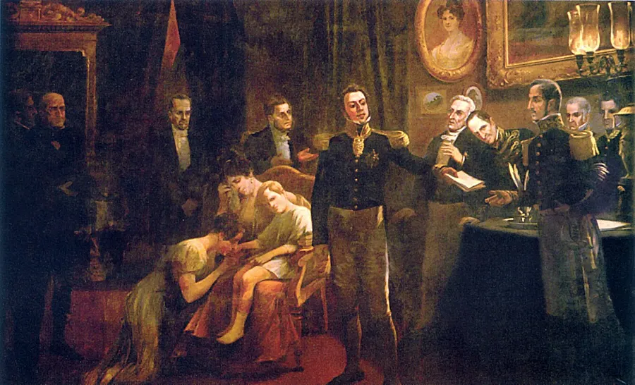 Pedro I hands over his letter of abdication, painted by Aurélio de Figueiredo.