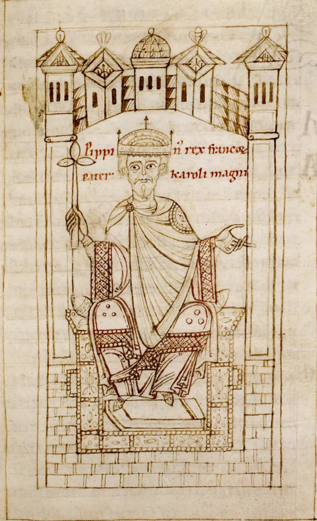 Pepin the Short in a medieval manuscript of the Imperial Chronicle