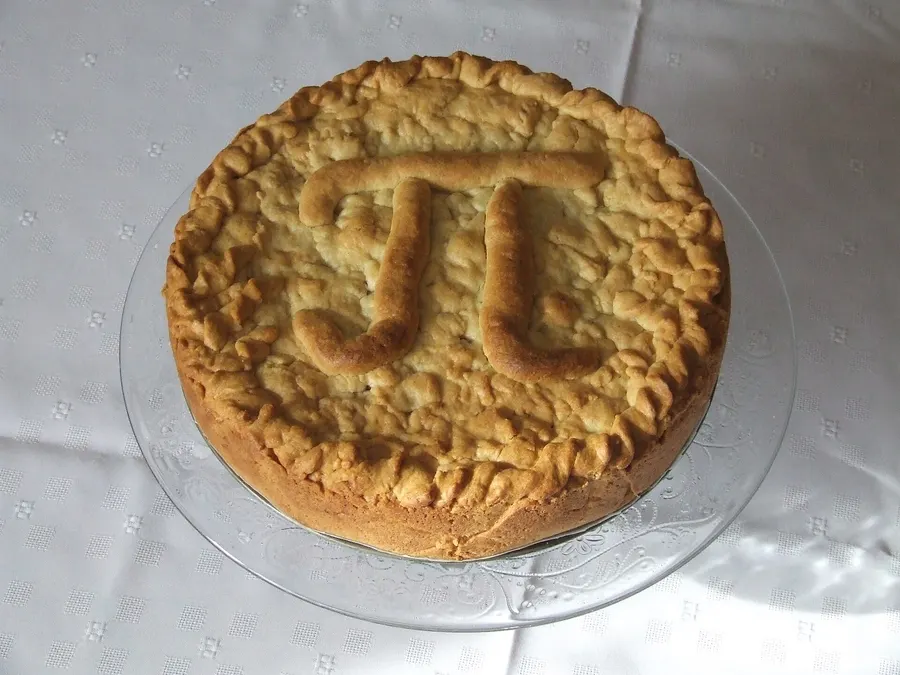 A pie decorated with the symbol for pi, baked for Pi Day in 2011.