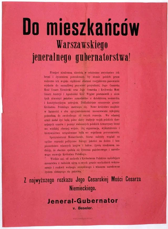 The proclamation of the Act of 5 November, 1916.