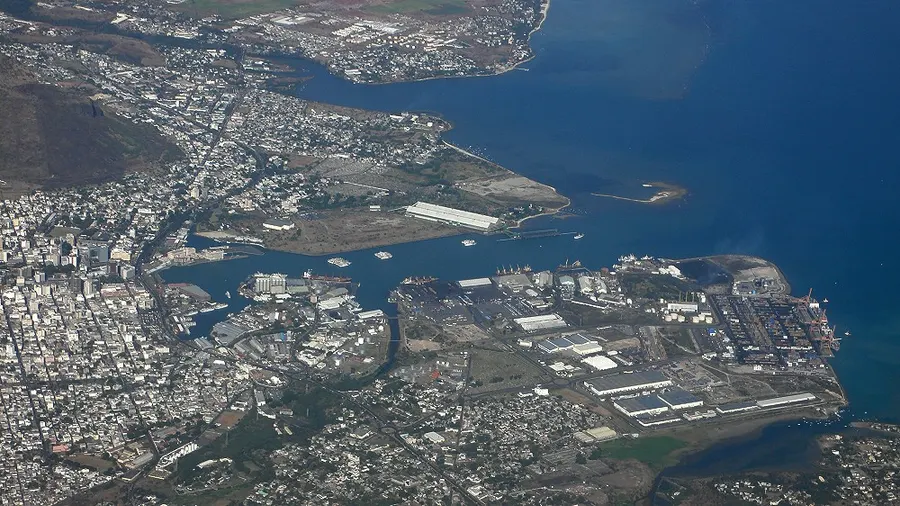 Port Louis harbour from the air, 2006.