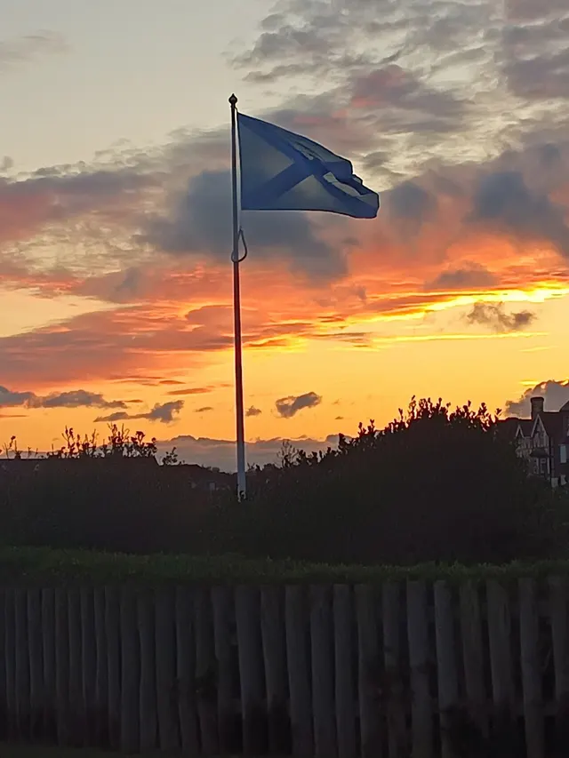 The saltire, St Andrew's cross, flying at dawn on St Andrew's Day, 2023.