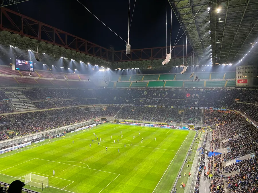 San Siro stadium in Milan during an Inter match, 2019.