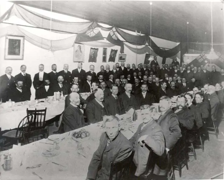 A banquet in Regina's town hall celebrating the inauguration of Saskatchewan as a province in 1905