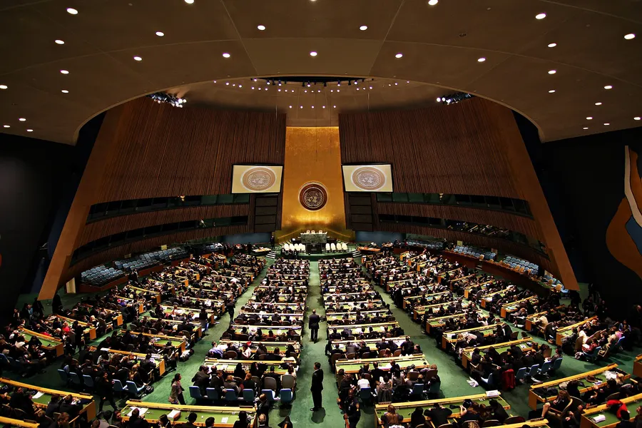 The General Assembly Hall at United Nations Headquarters in New York