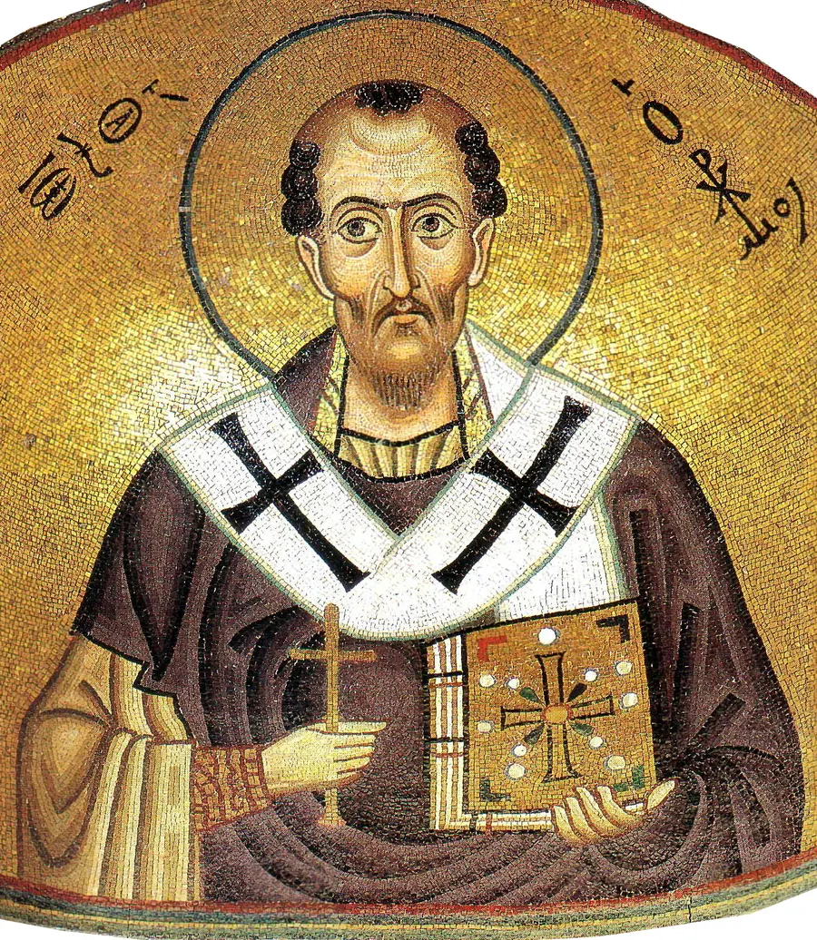 St John Chrysostom in an 11th-century mosaic at the monastery of Hosios Loukas in Greece