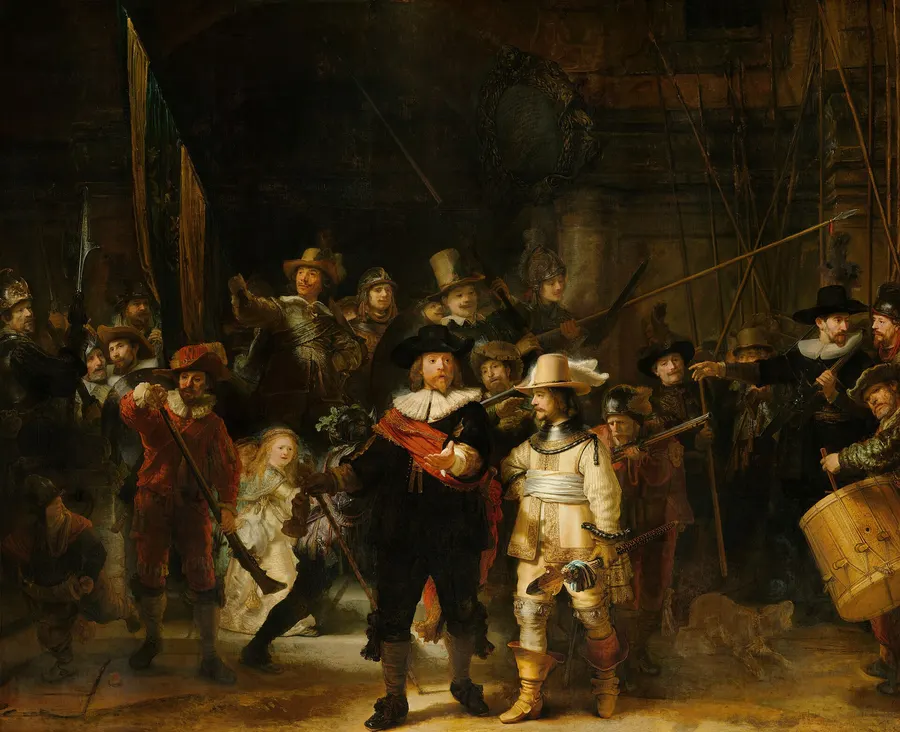 The Night Watch, painted by Rembrandt in 1642, in the Rijksmuseum in Amsterdam
