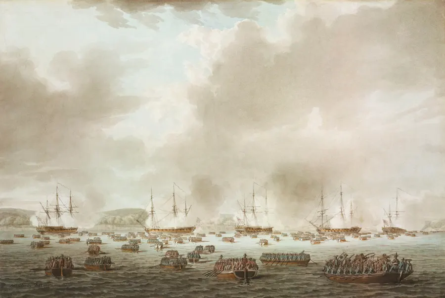 The British landing at Kip's Bay, New York Island, 15 September 1776: a drawing in the collection of the National Maritime Museum, Greenwich