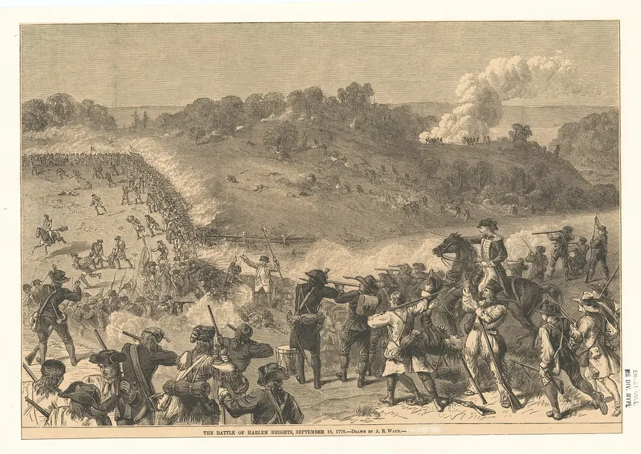 The Battle of Harlem Heights, 16 September 1776, in a 19th-century print from the New York Public Library's Emmet Collection