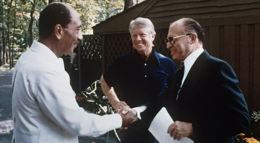 Anwar Sadat, Jimmy Carter and Menachem Begin at Camp David in September 1978