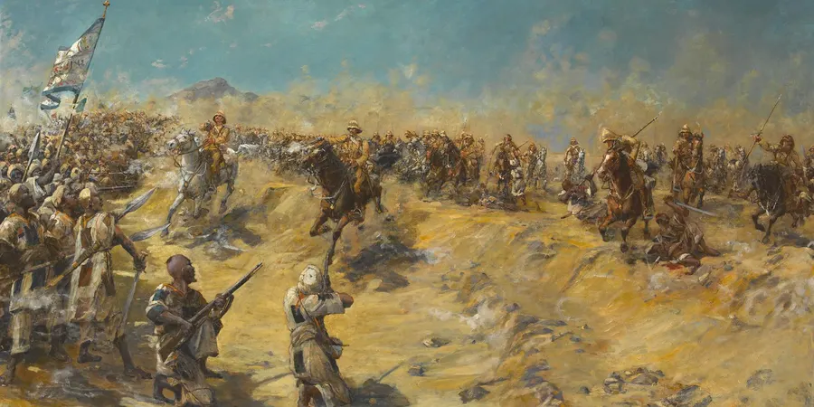 The charge of the 21st Lancers at the Battle of Omdurman, in a painting by Edward Matthew Hale