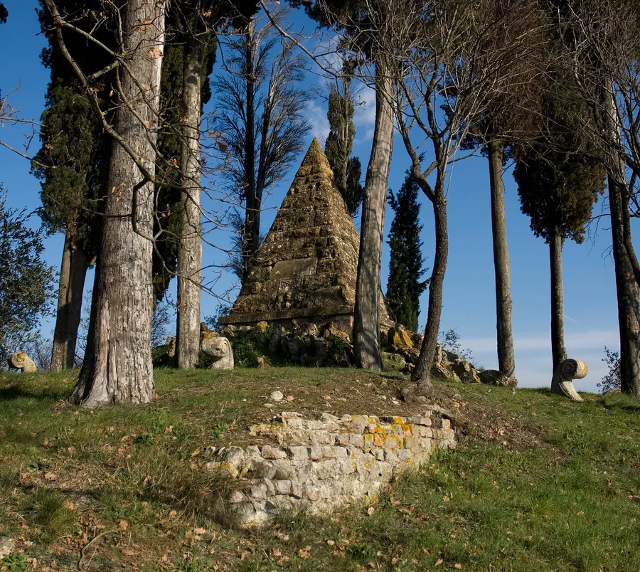The pyramid on the hill at Montaperti that commemorates the battle of 1260