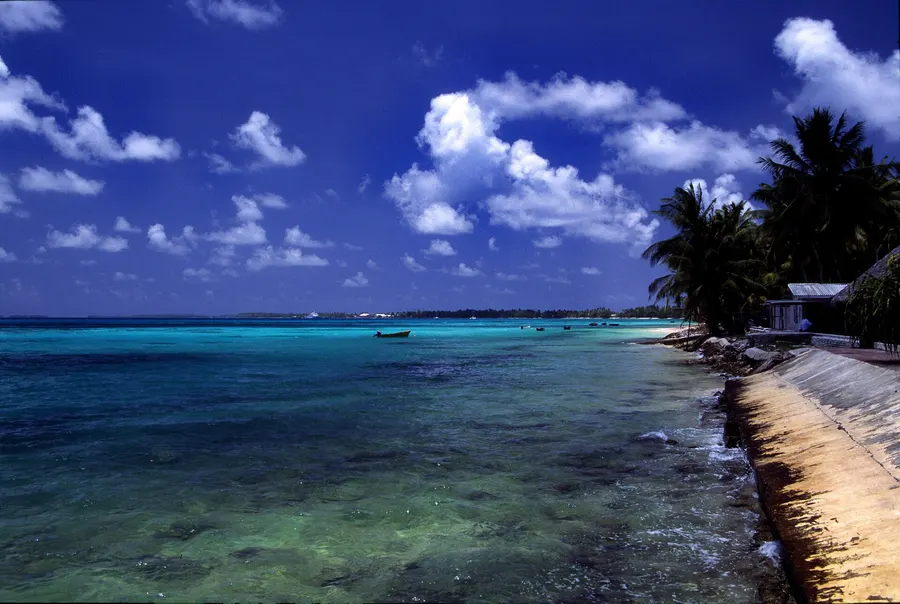 A beach on Funafuti atoll, the capital of Tuvalu, in 2000