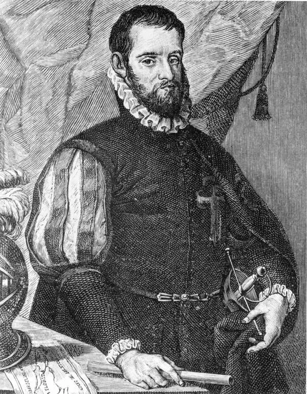 Pedro Menéndez de Avilés, founder of St Augustine, in an engraved portrait