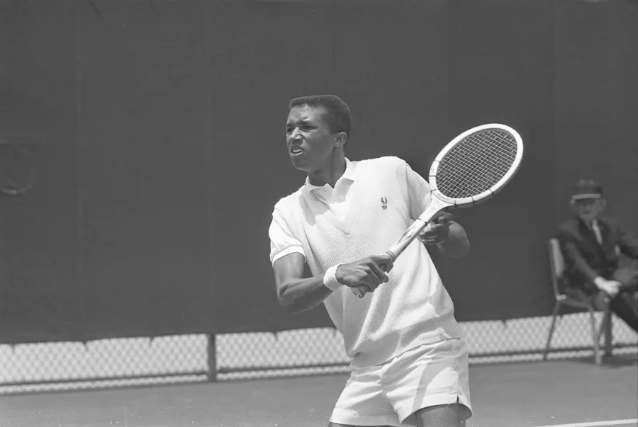 Arthur Ashe playing in the Southern California Sectional tournament in Los Angeles in 1966