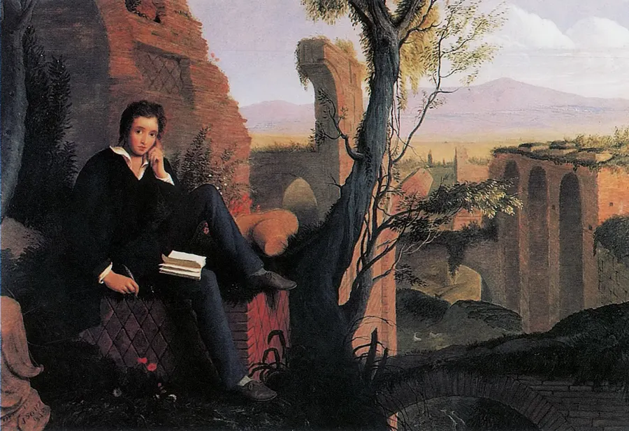 Shelley writing Prometheus Unbound, a posthumous portrait by Joseph Severn, 1845.