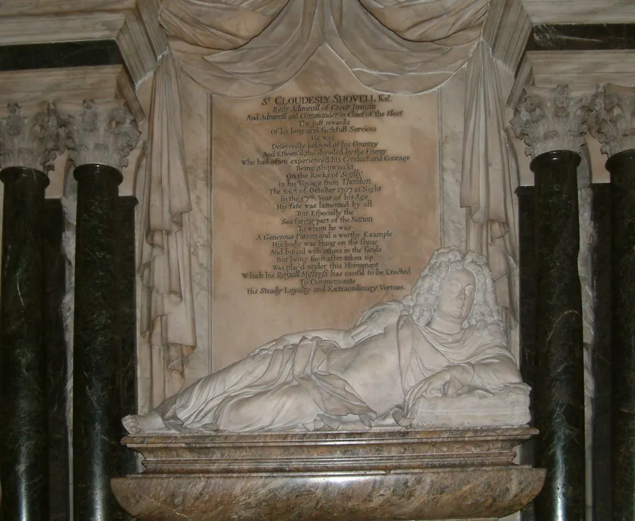 The memorial to Sir Cloudesley Shovell in Westminster Abbey.