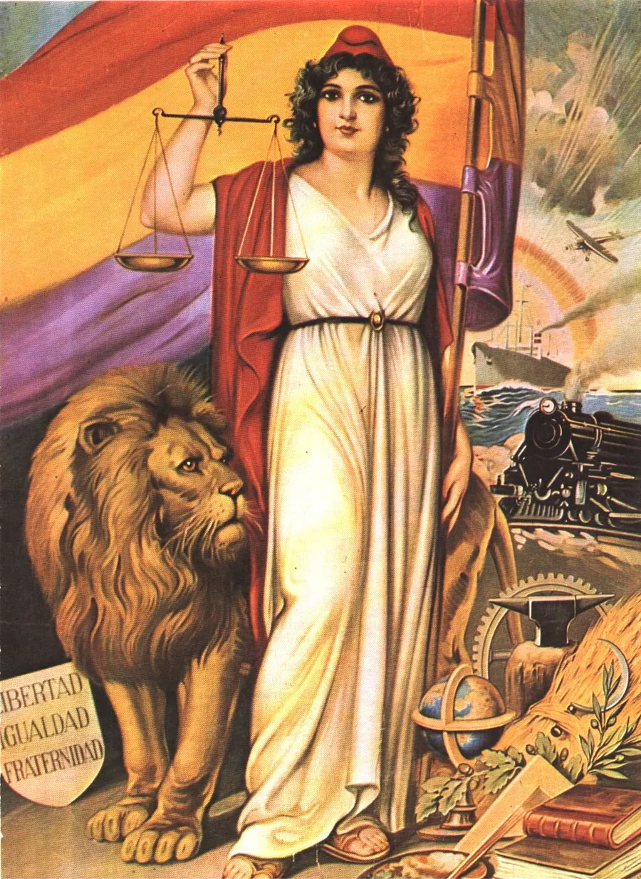 An allegory of the Spanish Republic, in a lithograph by S. Durá after J. Barrera.