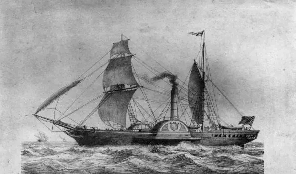 The paddle steamer Sirius, around 1838, by George Atkinson.