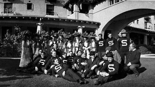 The Stanford team that played Michigan in the first Tournament East-West game, 1902.