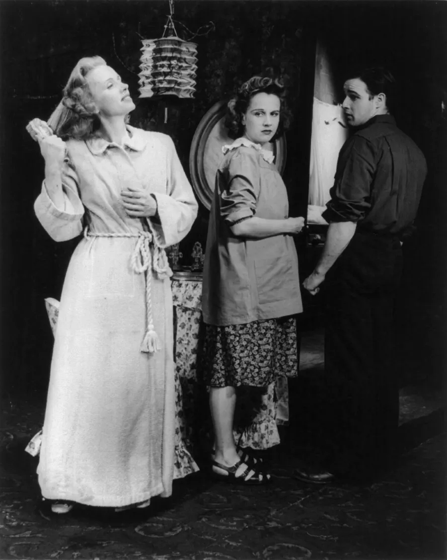 Jessica Tandy, Kim Hunter and Marlon Brando in a scene from the original production, photographed by Eileen Darby.