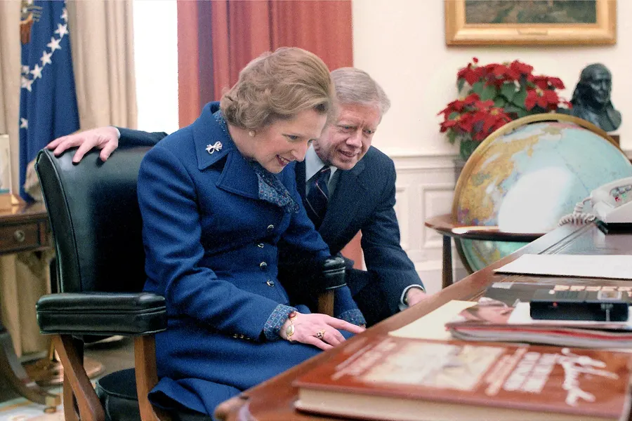 Margaret Thatcher at the White House with President Jimmy Carter in December 1979, her first year as prime minister.