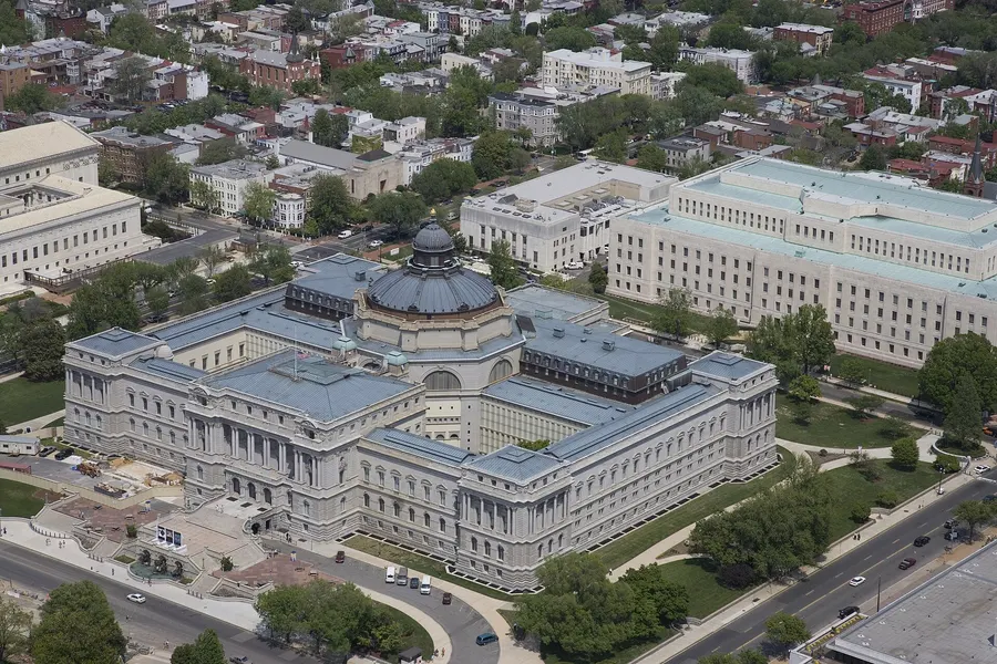 The Library of Congress's Thomas Jefferson Building in Washington, from the air (Carol M. Highsmith).